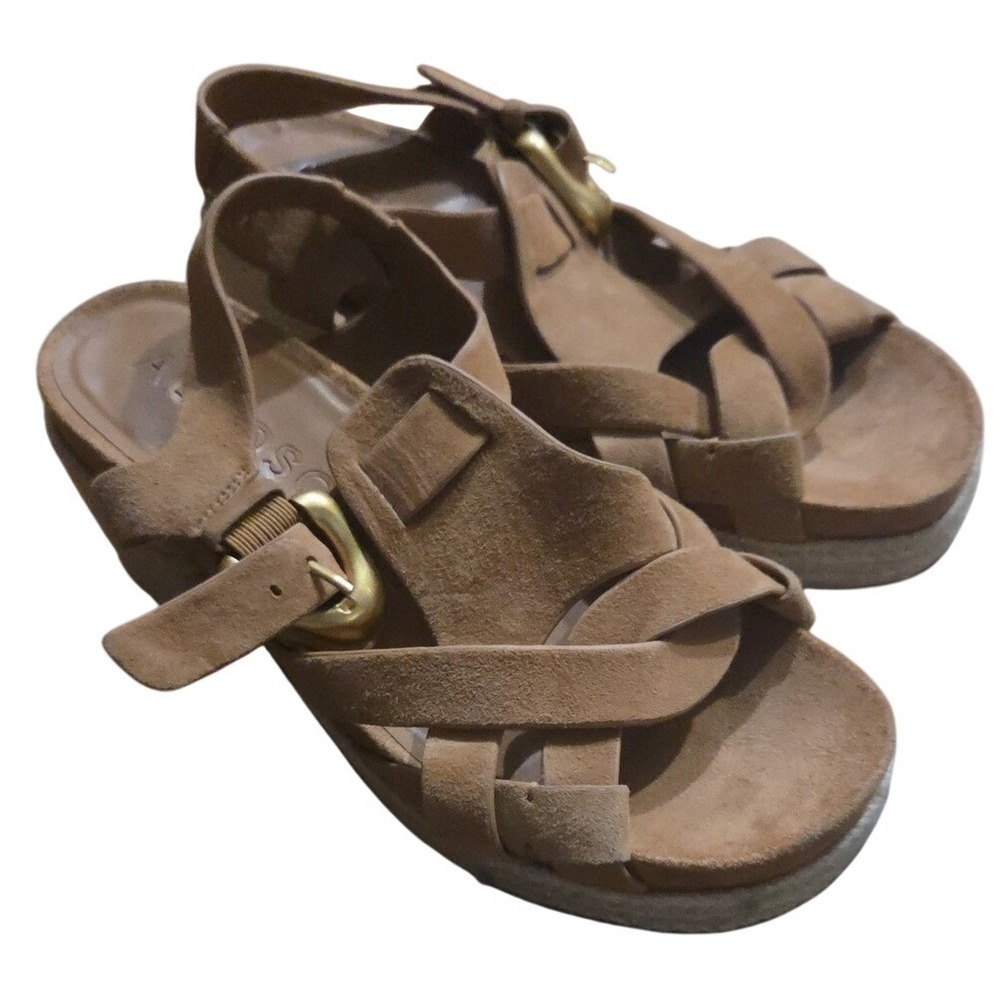 Aerosoles Chatham Leather Suede Platform Woven 8 Preppy Hamptons Comfort Cognac